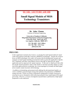 Small Signal Models of MOS Transistors