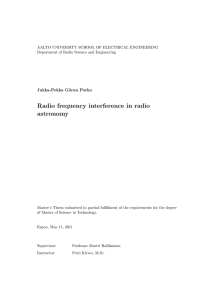 Radio frequency interference in radio astronomy - Aalto