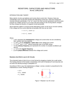 resistors, capacitors and inductors in ac circuits