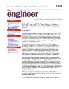 IEEE-USA and the IEEE`s Power Engineering Society Team Up To