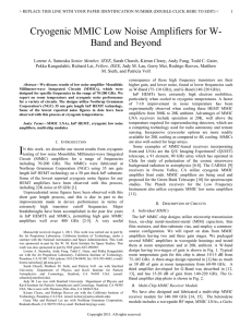 Cryogenic MMIC Low Noise Amplifiers for W- Band and