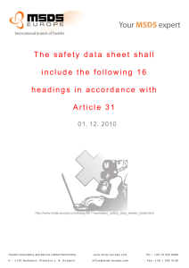 The safety data sheet shall include the following 16 headings in