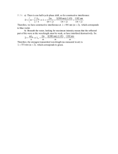 35.56: a) There is one half-cycle phase shift, so for constructive