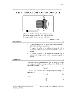 Lab 7 – INDUCTORS AND LR CIRCUITS
