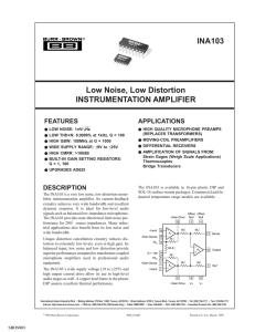 Low Noise, Low Distortion Instrumentation Amplifier