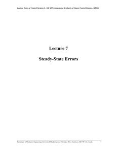 Lecture 7 Steady-State Errors