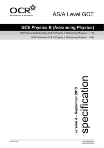 Specification – AS/A Level Physics B (Advancing Physics)