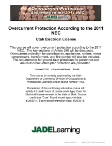 Overcurrent Protection According to the 2011 NEC - UT