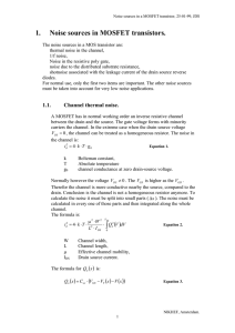 1. Noise sources in MOSFET transistors.