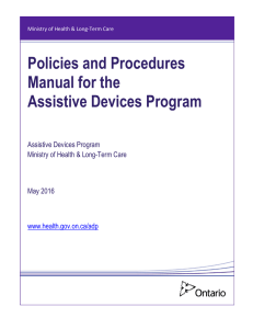 Policies and Procedures Manual of the Assistive Devices Program