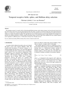 Temporal receptive fields, spikes, and Hebbian delay selection
