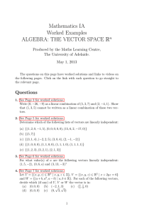 Worked Examples for Maths IA topic `Subspaces of R n `