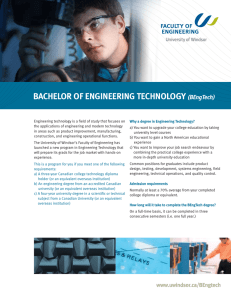 BACHELOR OF ENGINEERING TECHNOLOGY (BEngTech)