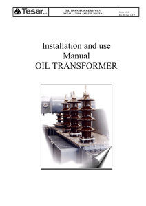 Installation and use Manual OIL TRANSFORMER