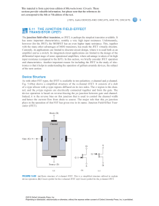 5.11 THE JUNCTION FIELD-EFFECT TRANSISTOR (JFET) Device