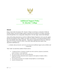 Additional Support Policy St Aloysius` College