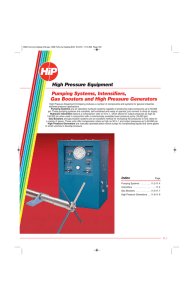 Pumping Systems, Intensifiers, Gas Boosters and High Pressure