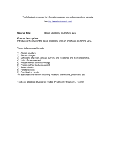 Basic Electricity and Ohms Law Course description