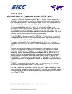 EICC Code of Conduct - EICC, Electronic Industry Citizenship