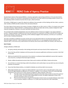 REINZ Code of Agency Practice