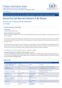 Product information sheet Knock-Out Call Warrant linked to Z