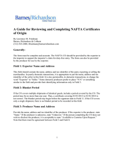 A Guide for Reviewing and Completing NAFTA Certificates of Origin