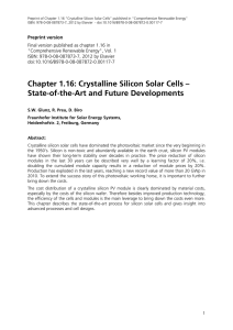 Chapter 1.16: Crystalline Silicon Solar Cells – State-of-the