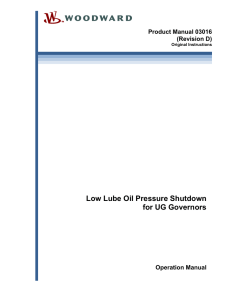 Low Lube Oil Pressure Shutdown for UG Governors