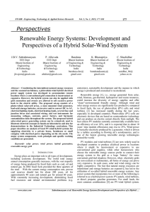 Renewable Energy Systems: Development and Perspectives of a