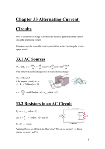 Chapter 33 Alternating Current Circuits