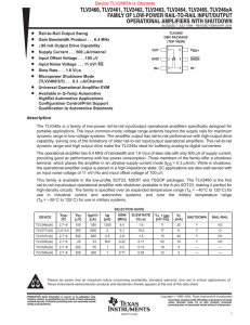 Rail-to-Rail Input/Output Operational Amplifiers w