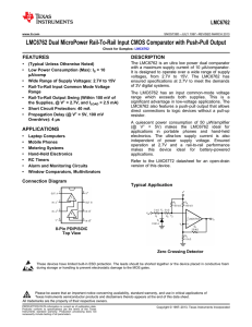 LMC6762 Dual MicroPower Rail-To-Rail Input CMOS Comparator