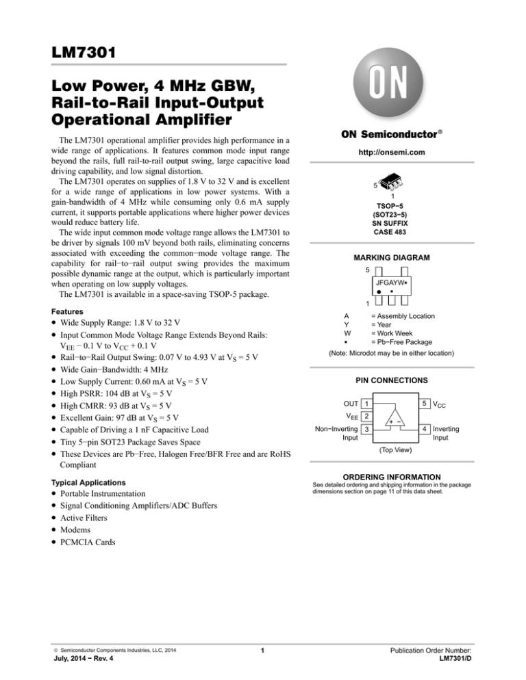 lm7301-rail-to-rail-input-output-operational-amplifier