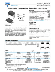 SFH618A, SFH6186 Optocoupler, Phototransistor Output