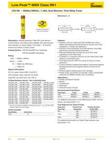 Bussmann LPS-RK1 Low-Peak Fuse Data Sheet # 1001