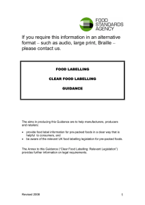 Clear Food Labelling - Food Standards Agency
