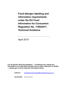 Technical guidance: food allergen labelling and information