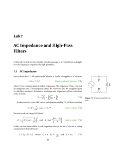 AC Impedance and High-Pass Filters