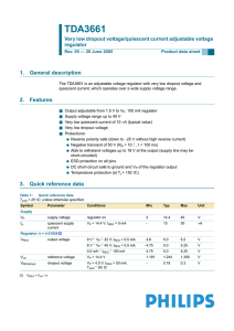 TDA3661 Very low dropout voltage/quiescent current adjustable