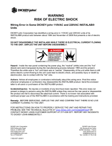 WARNING RISK OF ELECTRIC SHOCK - DICKEY-john