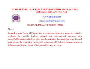 Journal Impact Factor (JIF) 2012