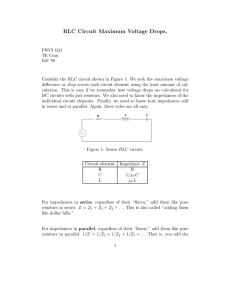 RLC Circuit Maximum Voltage Drops.