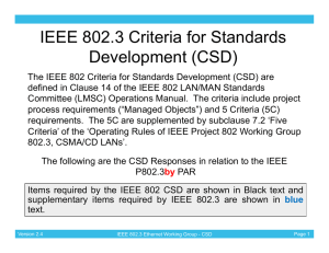 IEEE 802.3 Criteria for Standards Development (CSD)