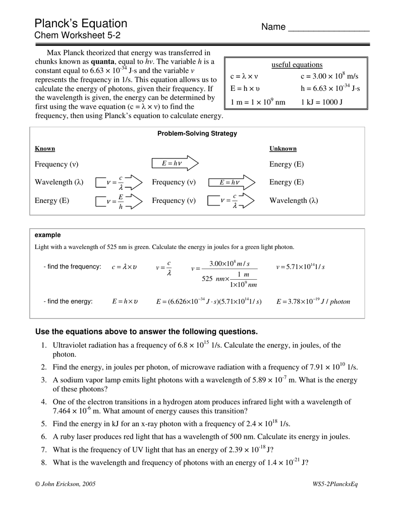 Planck s Equation