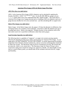 Metric Gauge Wire Sizes AWG Wire Sizes