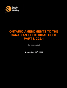 Ontario Amendments to the Canadian Electrical Code Part 1 2011