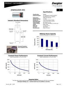c energizer e93 - Energizer Technical Information