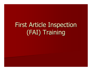 First Article Inspection (FAI) Training