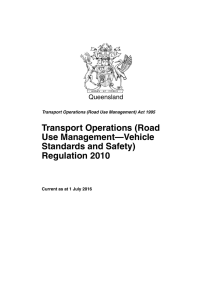 Road Use Management – Vehicle Standards and Safety