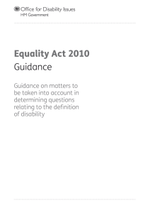 Equality Act 2010 - Guidance on matters to be taken into account in